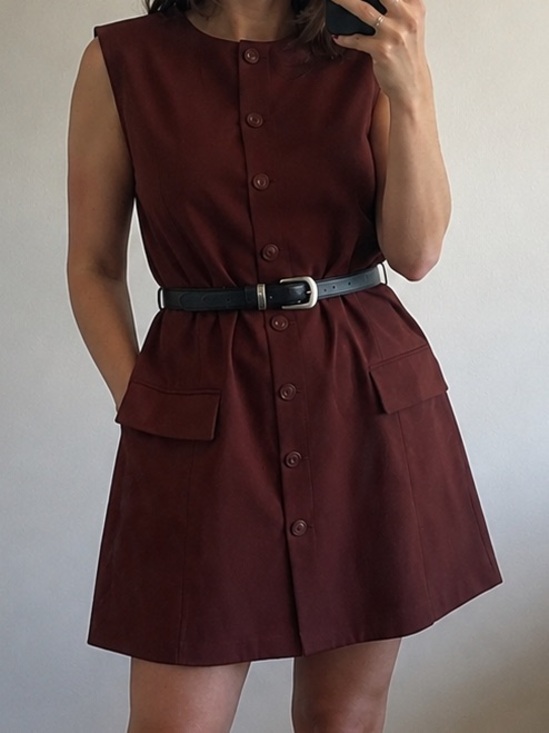 ANTONIO MELANI Dresses & Skirts - Antonio Melani Gianna Sleeveless A-Line Button Front Dress Burgundy Size 10